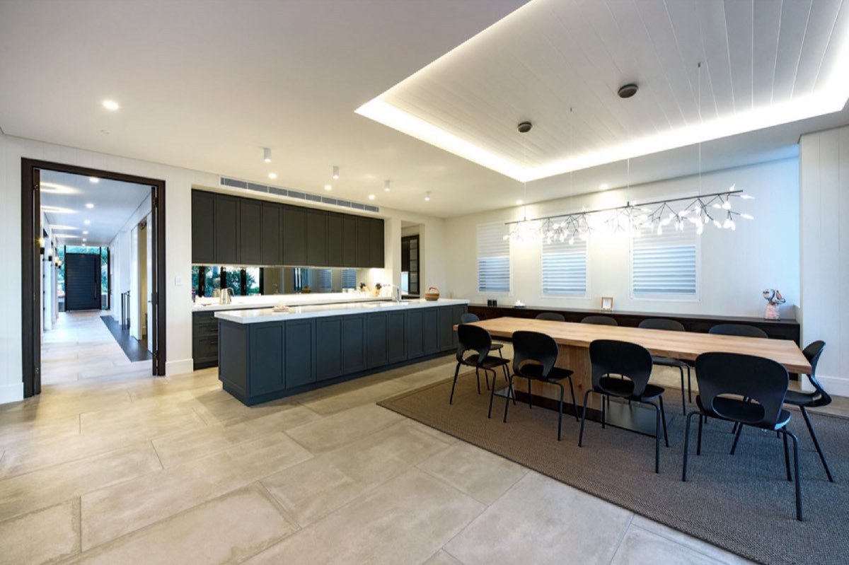 Contemporary interior of the Corlette residence